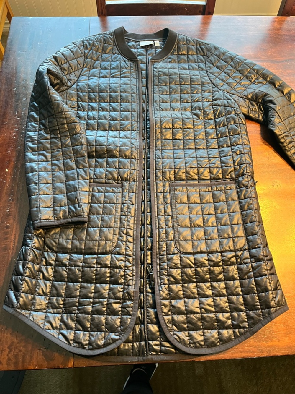 Athleta Black Quilted Bomber-Style Jacket